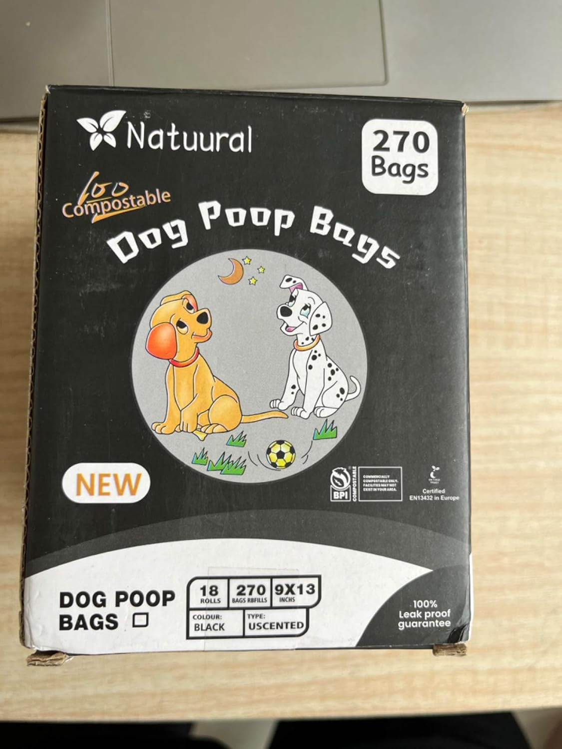 Certified Compostable Dog Poop Bags-270 Bags 18Rolls, Poop Bags for Dogs Made of Cornstarch - ASTM
