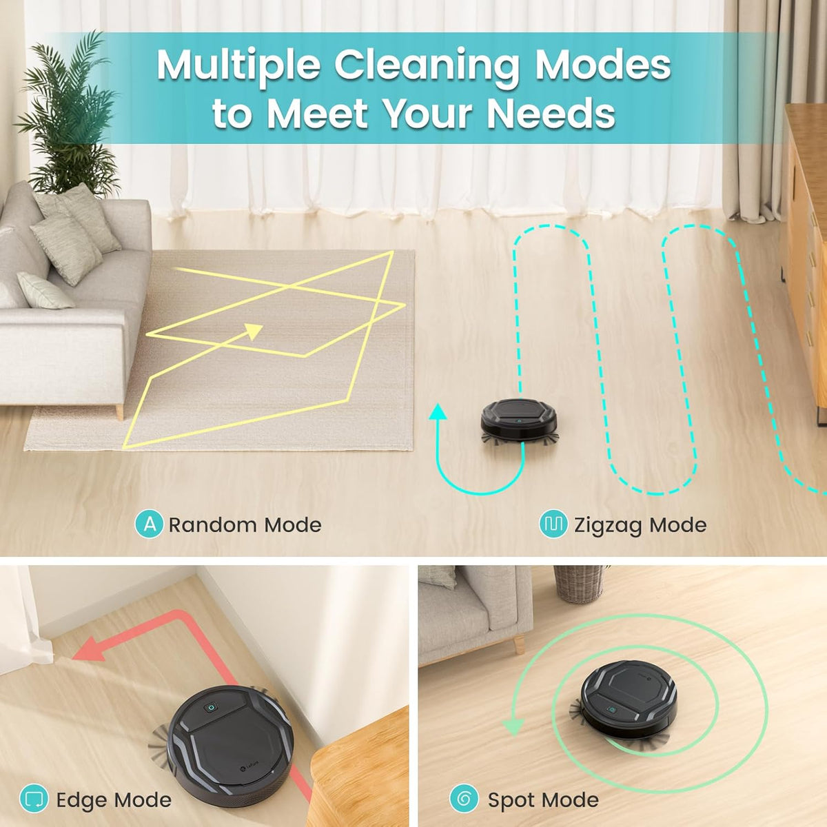 Lefant Robot Vacuum Cleaner, 120 Mins Runtime, Compact Design, Low Noise, Powerful Suction