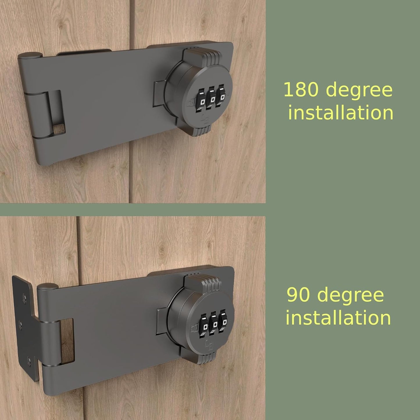 Keyless Combination Lock – 3-Digit Combination Lock for Cabinet Doors – Twist Knob Hasp Latch Lock