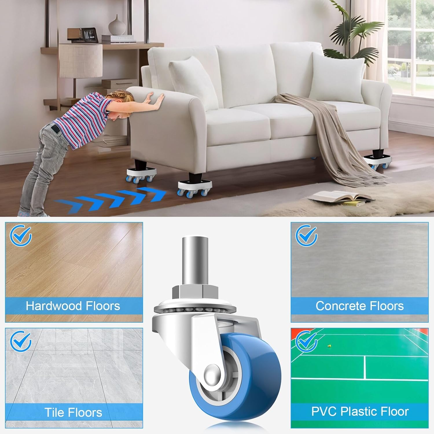 New Upgrade Furniture Sliders, Furniture Movers with Wheels, Furniture Dolly with 360° Rotatable