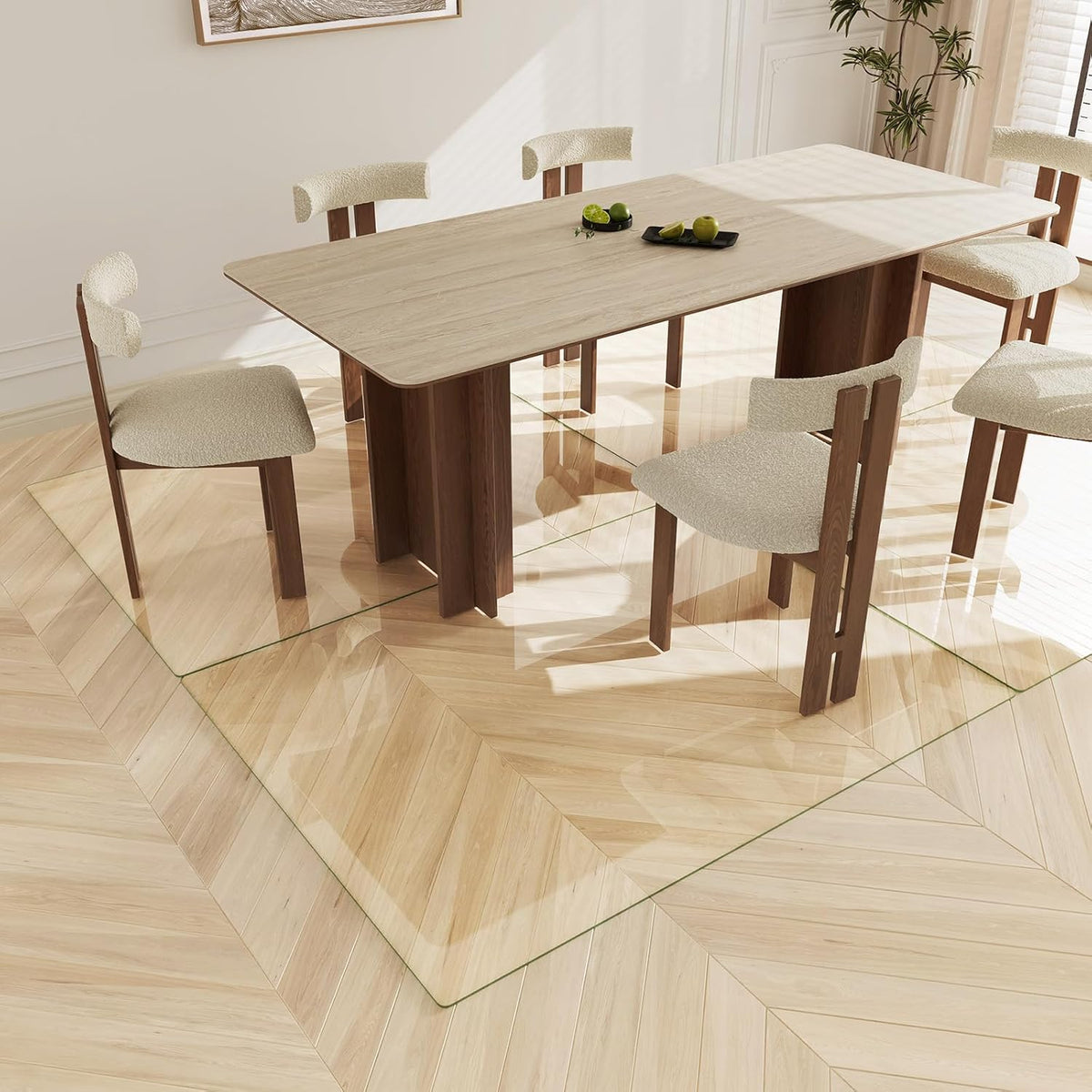Koonmi Tempered Glass Chair Mat 45"x53" - Premium Office Chair Mat for Hardwood Floors & Low-Pile