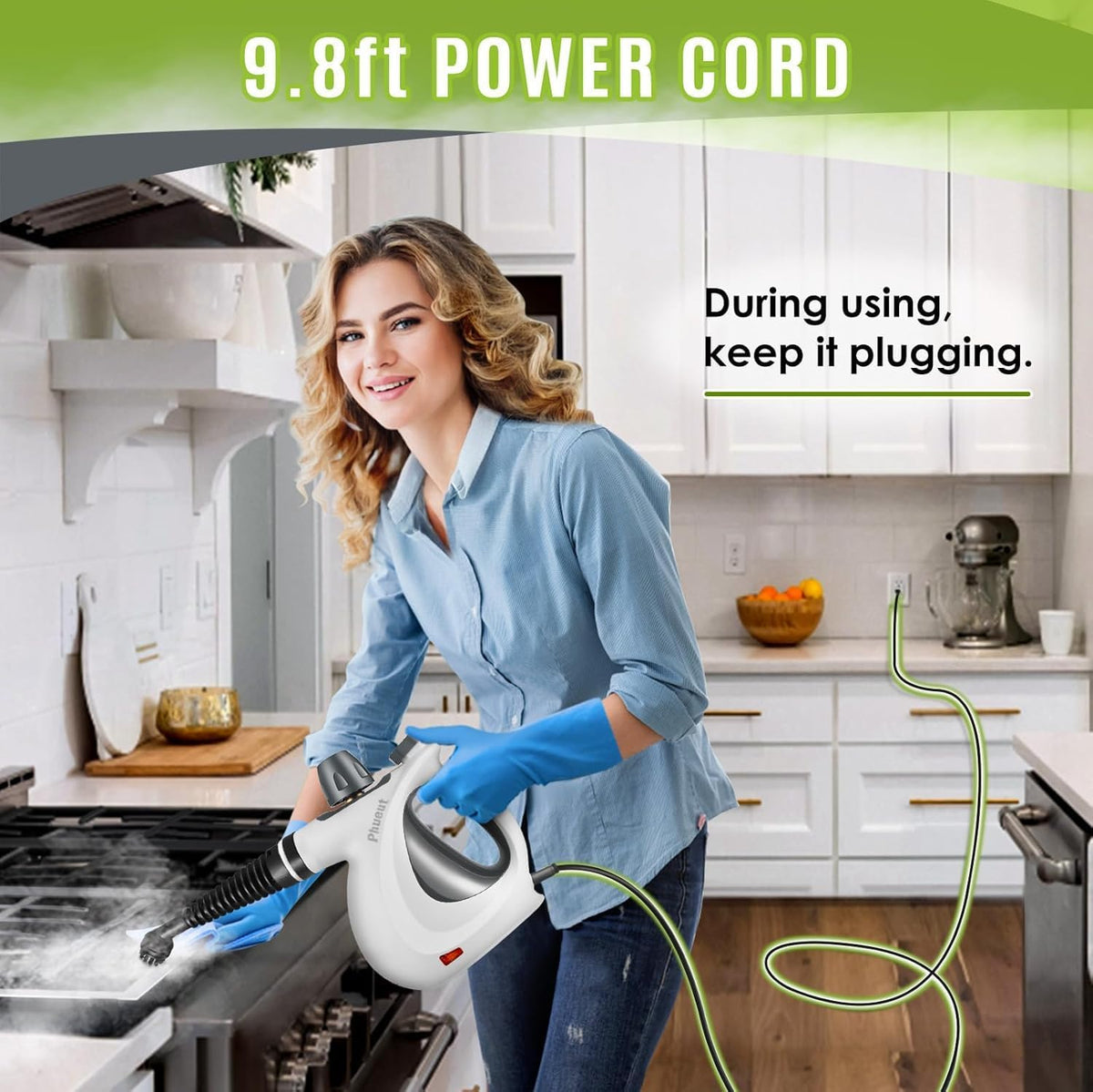 Pressurized Handheld Multi-Surface Natural Steam Cleaner with 12 pcs Accessories, Multi-Purpose