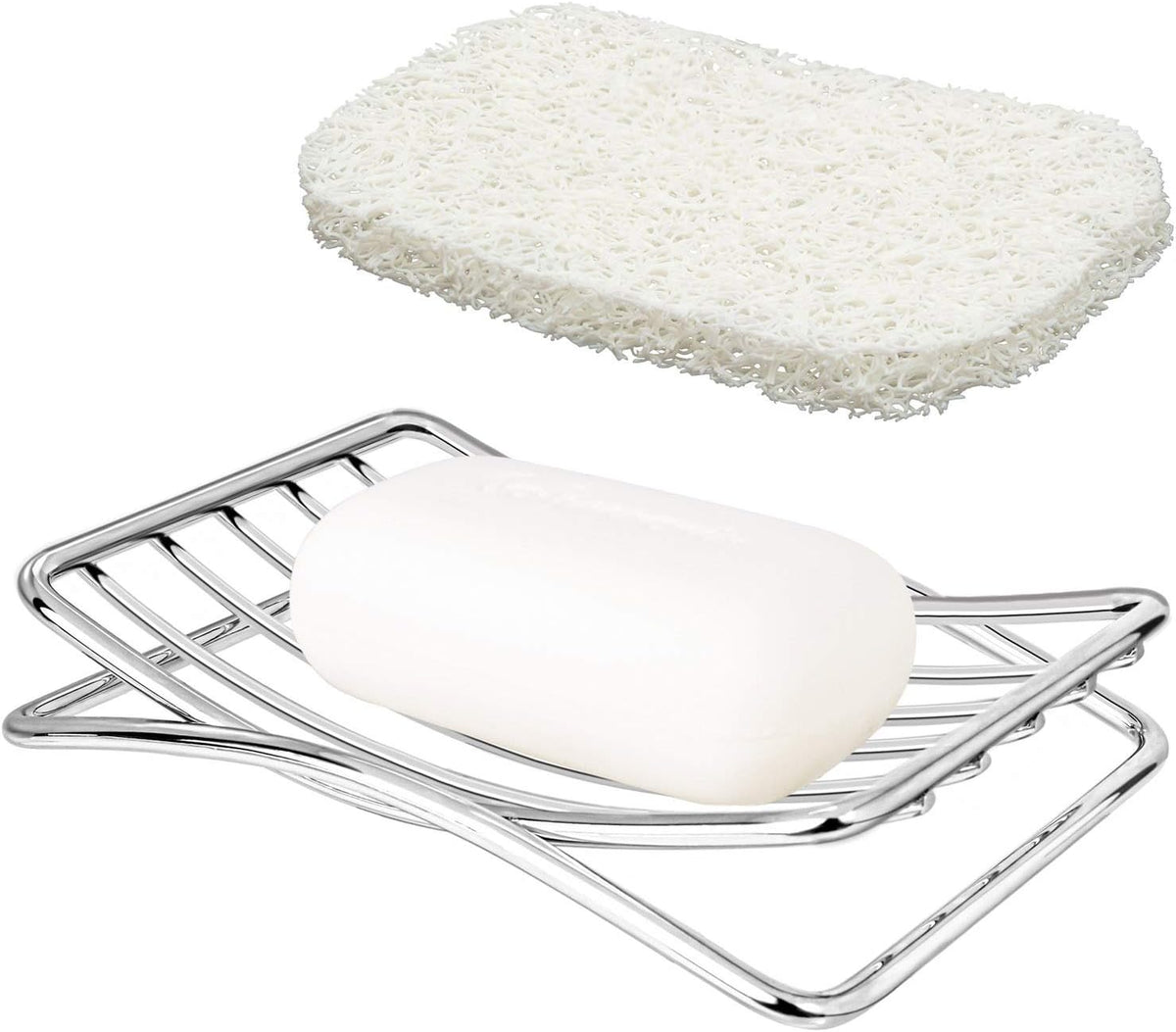 Soap Dish Stainless Steel Bar Soap Holder for Shower Bathroom, Self-draining Soap Dishes Sponge