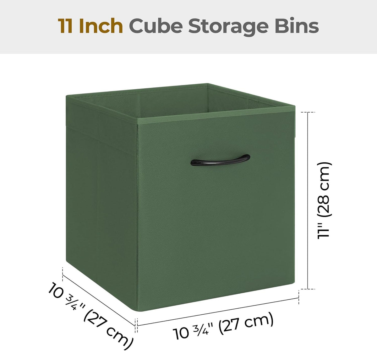StorageWorks Green Storage Cubes, 11 Inch Cube Storage Bins with Handle, Cube Storage Organizer