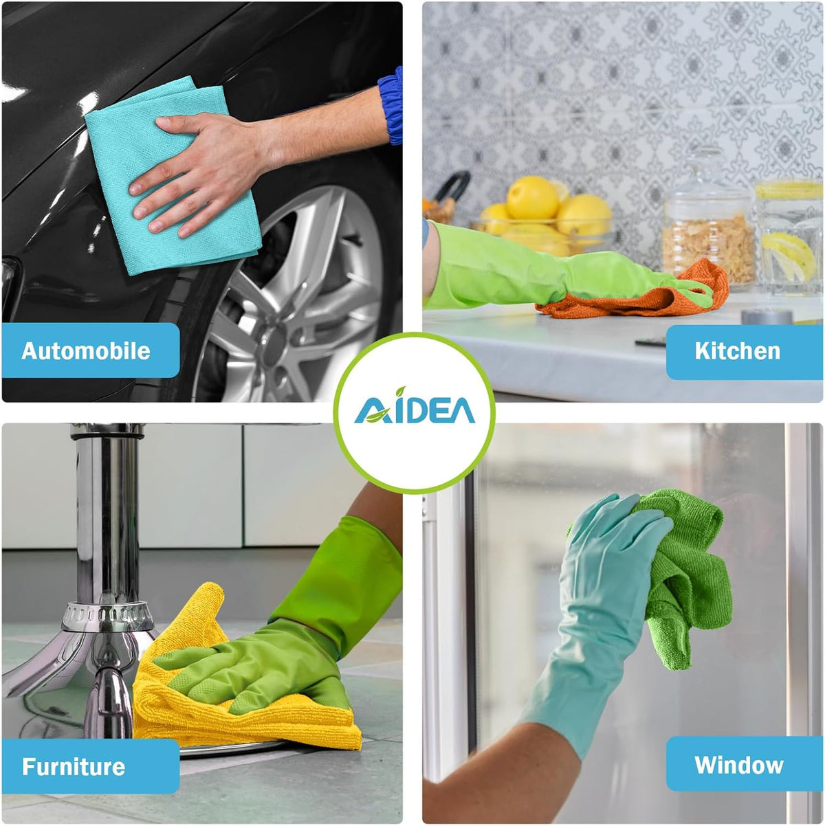 AIDEA Microfiber Cleaning Cloth, 50PK, Microfiber Towels for Cars, All Purpose Cleaning Rags for