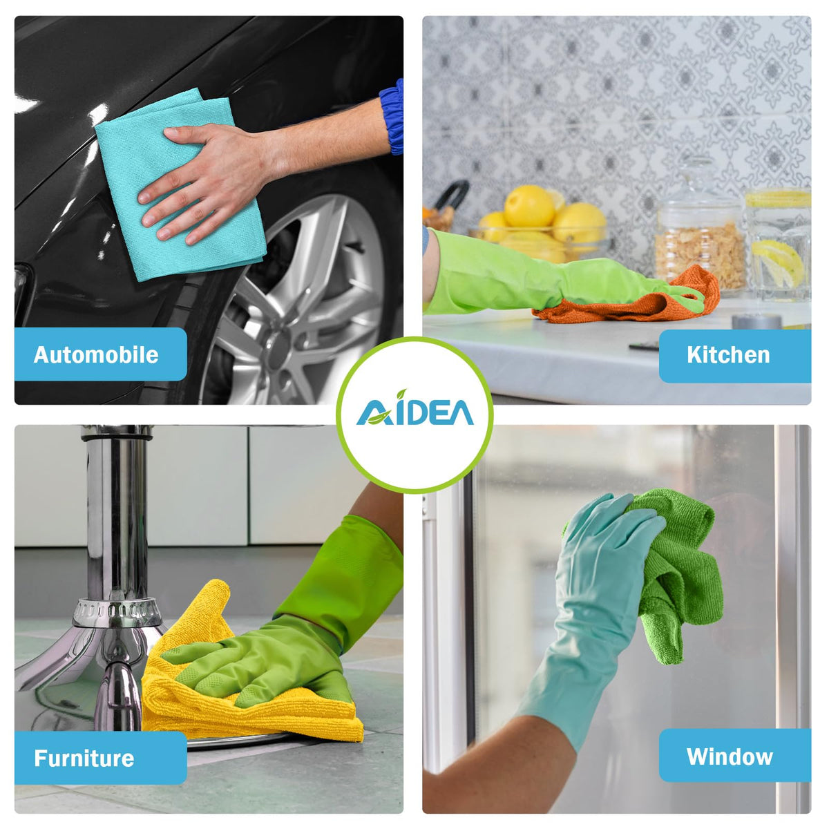 AIDEA Microfiber Cleaning Cloth, 20PK, Soft Absorbent Rags, Microfiber Towels for Cars, Kitchen