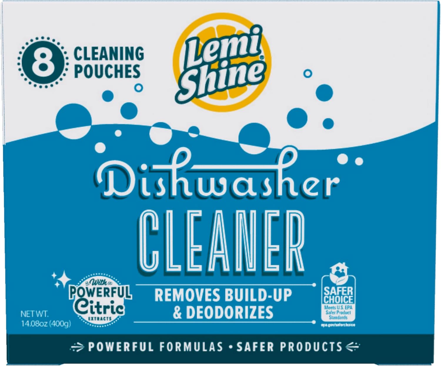 Lemi Shine Natural Dishwasher Cleaner - Hard Water Citric Acid Cleaning Powder - Lemon Scented