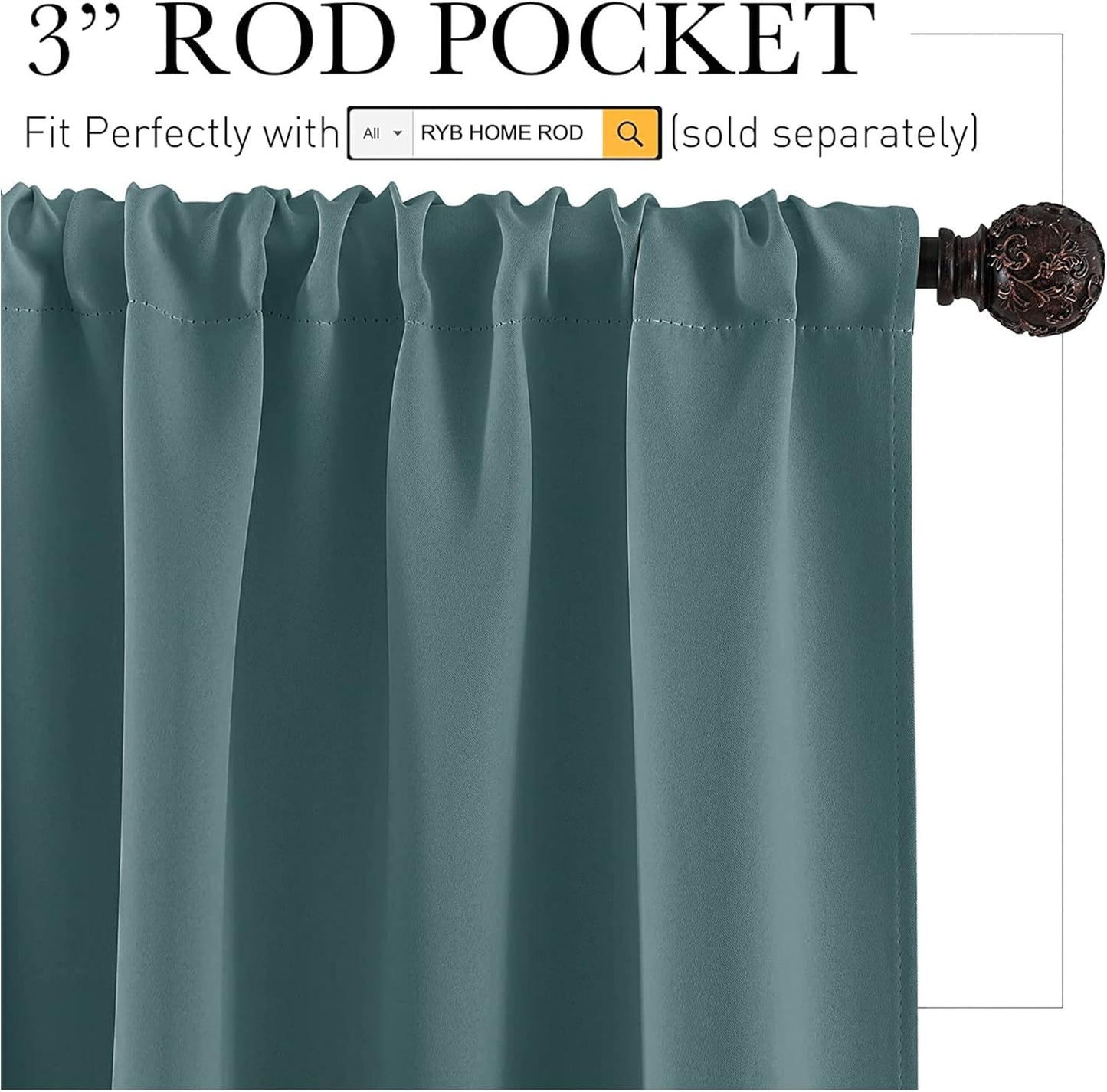 RYB HOME Bathroom Curtains Room Darkening Privacy Small Window Curtains for Bedroom Kitchen