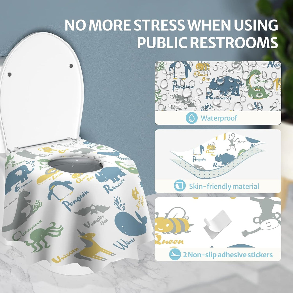 Blissful Diary 20 Pcs Toilet Seat Covers Disposable for Toddlers & Adults, Extra Large Waterproof