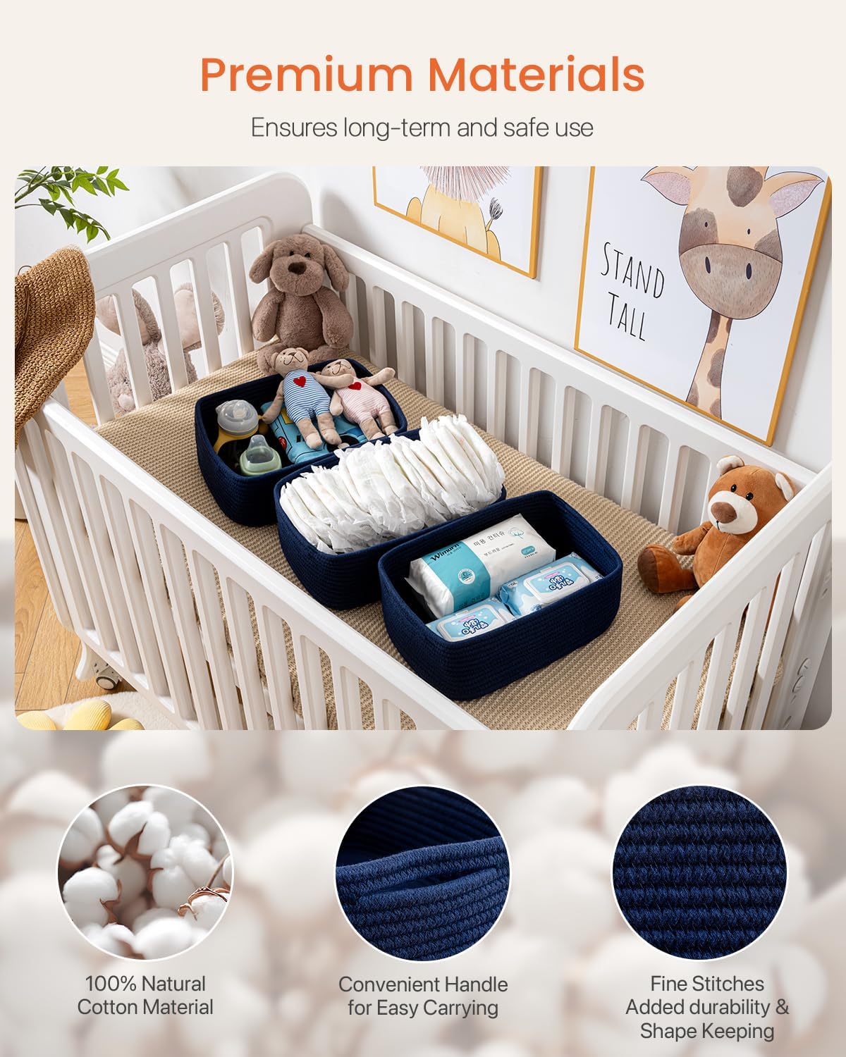 Small Woven Basket, 13.5 x 9.5 x 5 Inches, Storage Basket for Organizing, Cute Small Rope Shelf