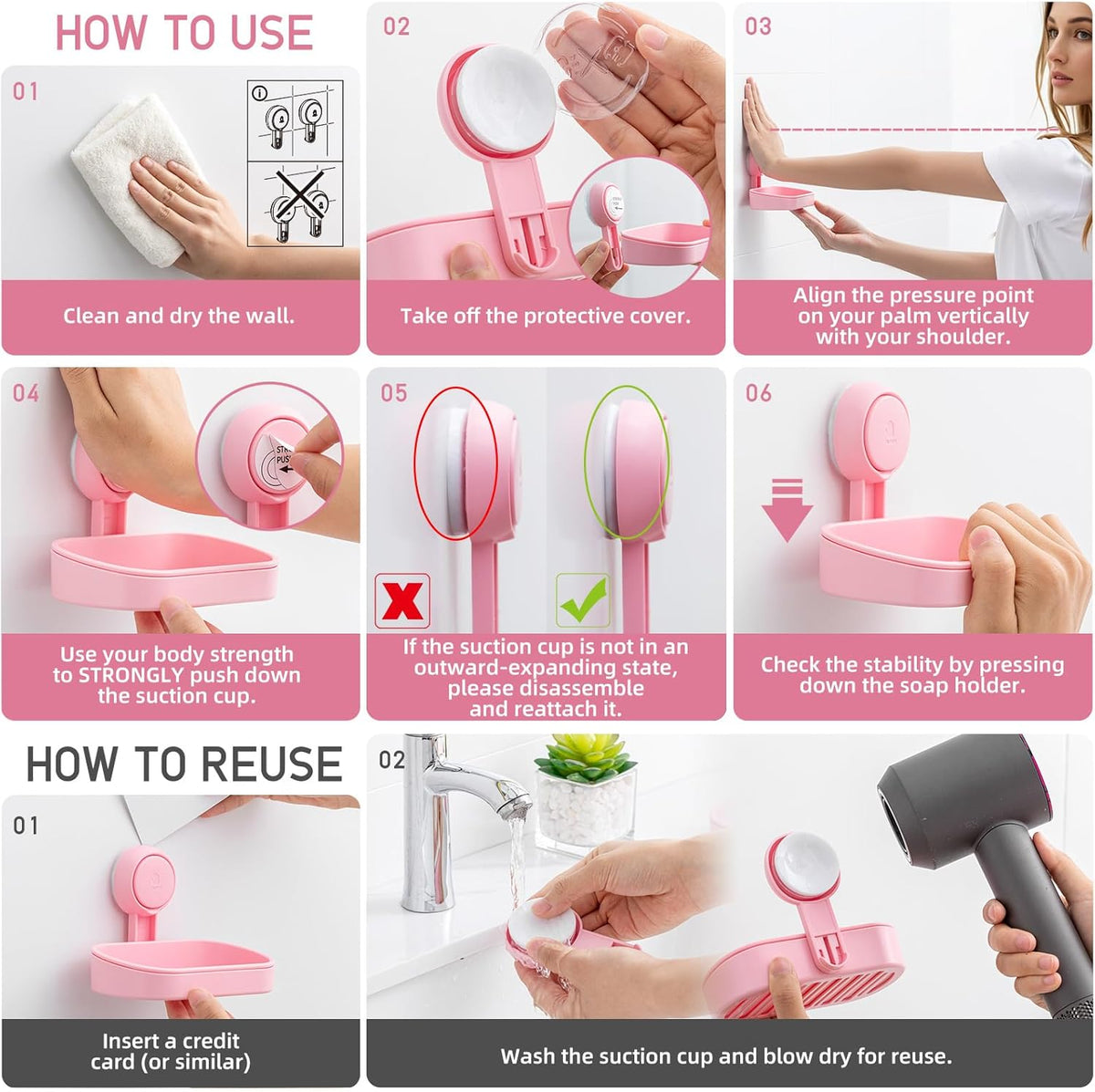 LEVERLOC Soap Dish Holder for Shower Suction Cup Wall Mounted Self Draining NO-Drilling Removable