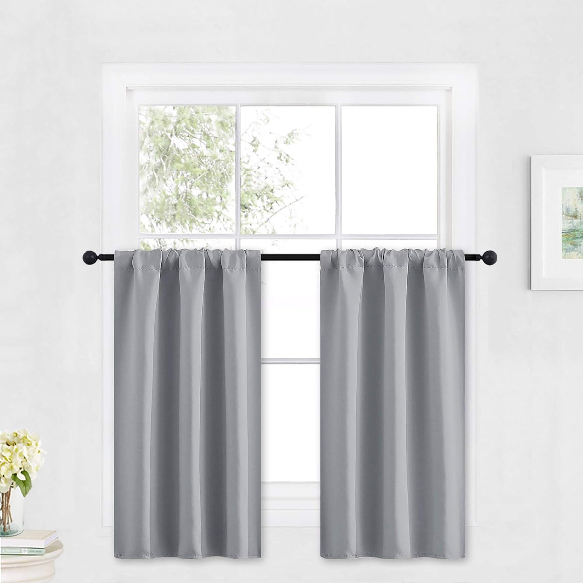 RYB HOME Bathroom Window Curtains - Super Soft Blackout Privacy Curtains for Baby Nursery Bedroom