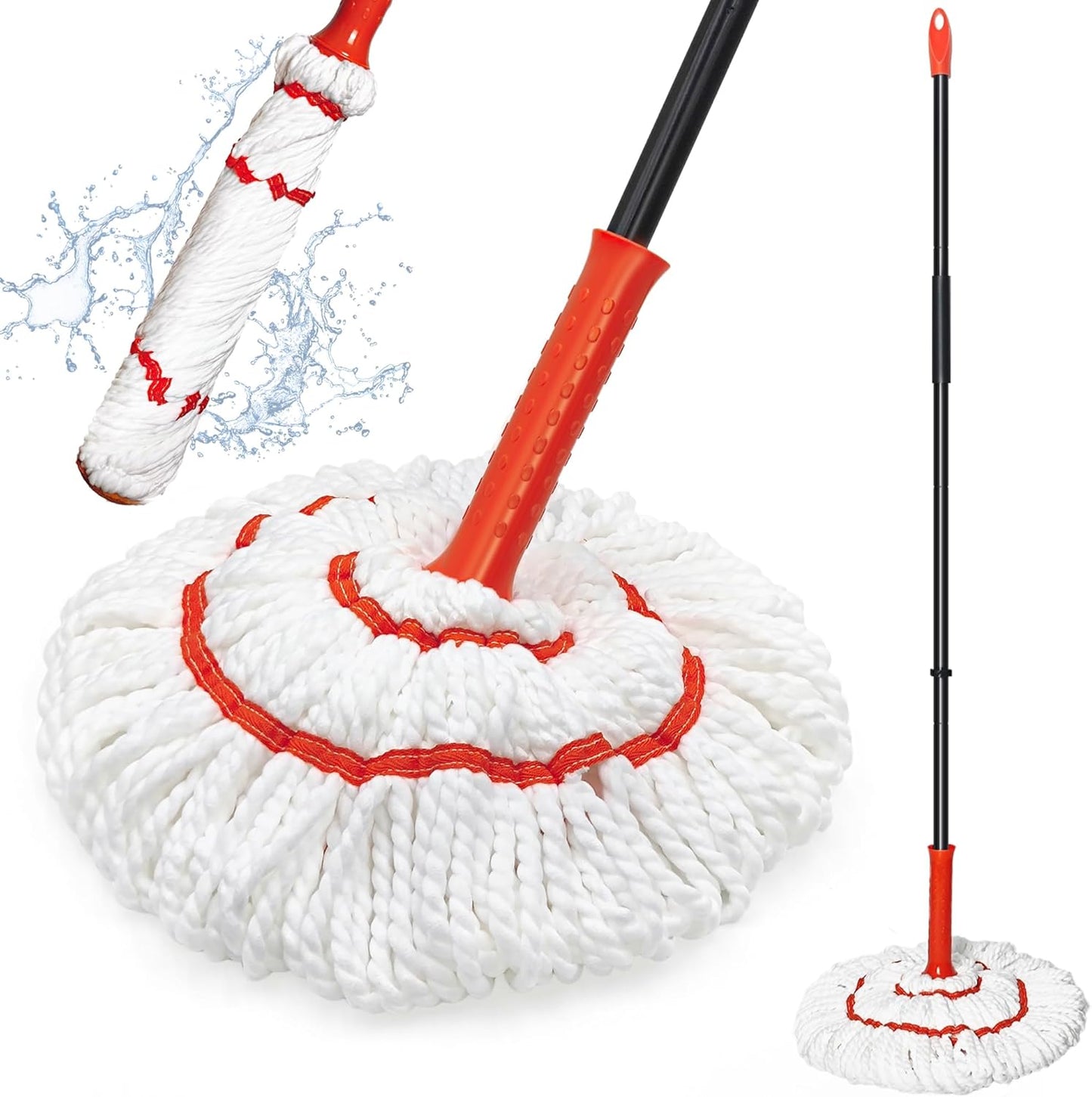 Self Wringing Twist Mop for Floor Cleaning, 57.5 inches Long Handle Cotton String Mop with Wringer