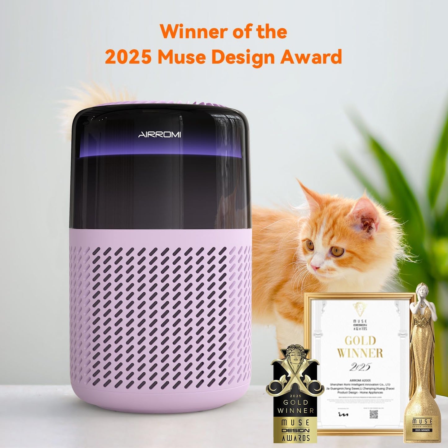 AIRROMI Air Purifier for Bedroom Home,HEPA Filter,Covers Upto 549 Ft²,Quiet 360°intake Air Cleaner