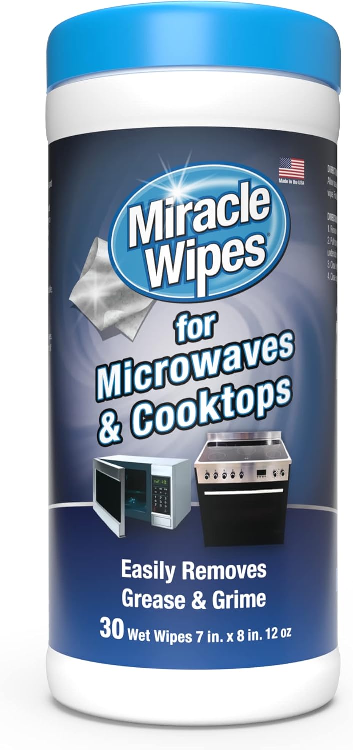 MiracleWipes for Microwaves and Cooktops, Easily Removes Food and Grime Buildup, Safe and