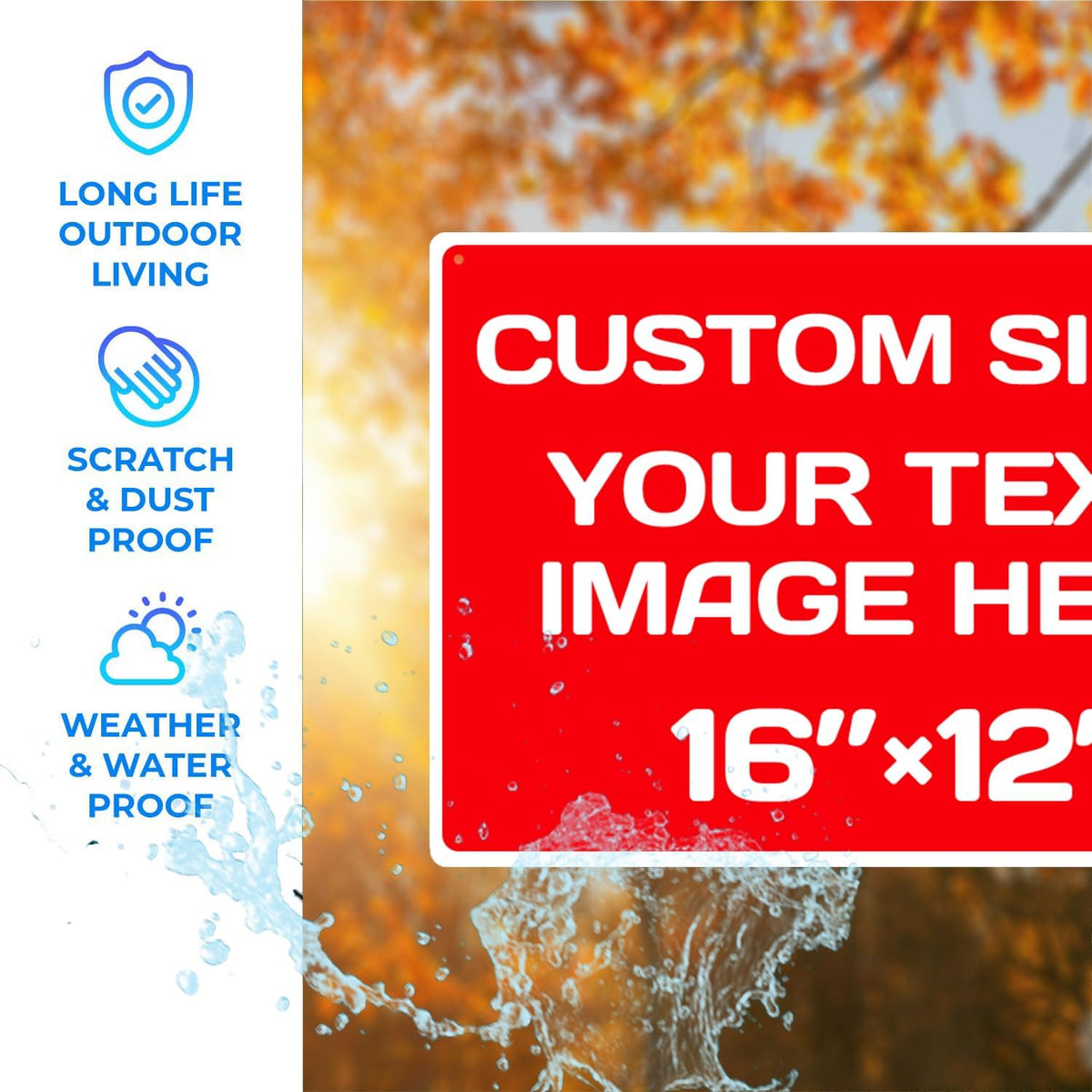 Custom Signs,Aluminum Weatherproof Metal Sign Multiple Sizes Custom Personalized Text And picture
