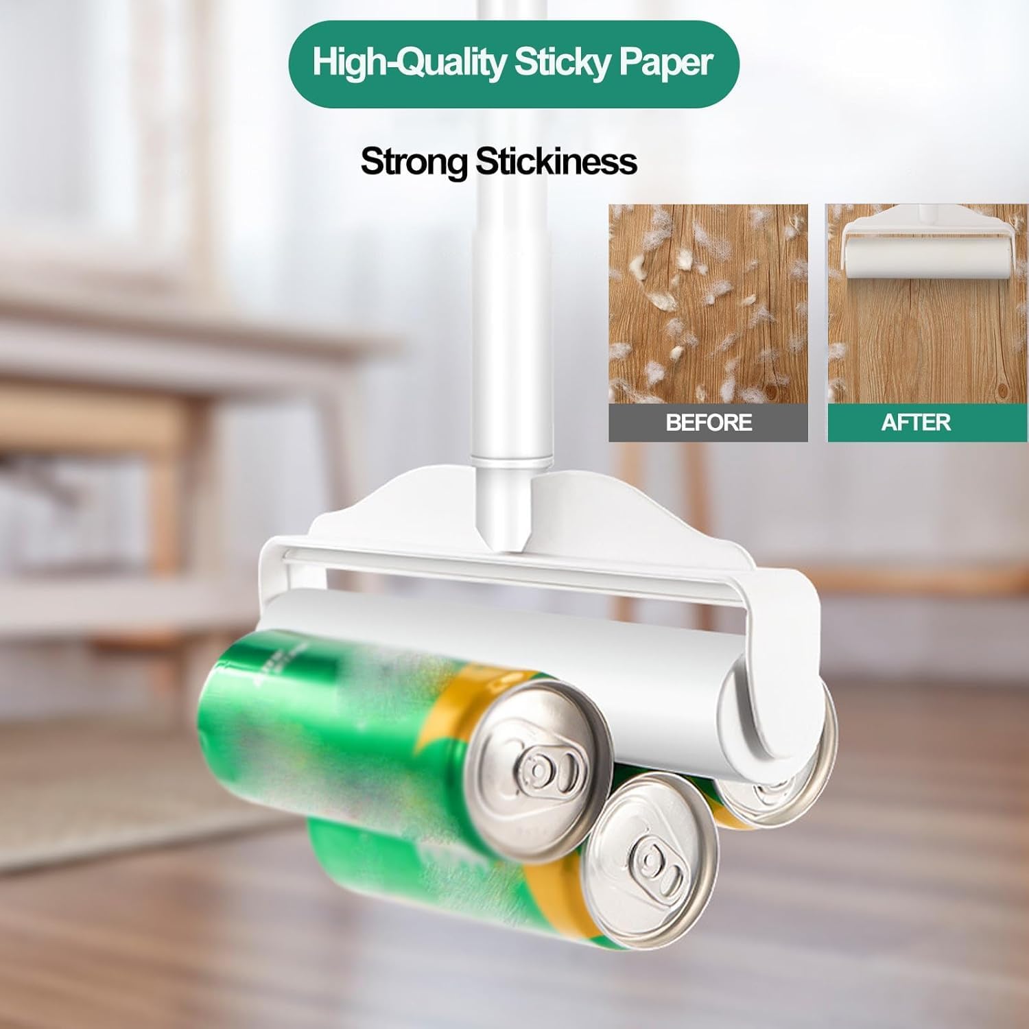 YHPDVI Lint Roller for Pet Hair – 7.5" Extra Wide Sticky Roller with 2 Refills & Long Handle |