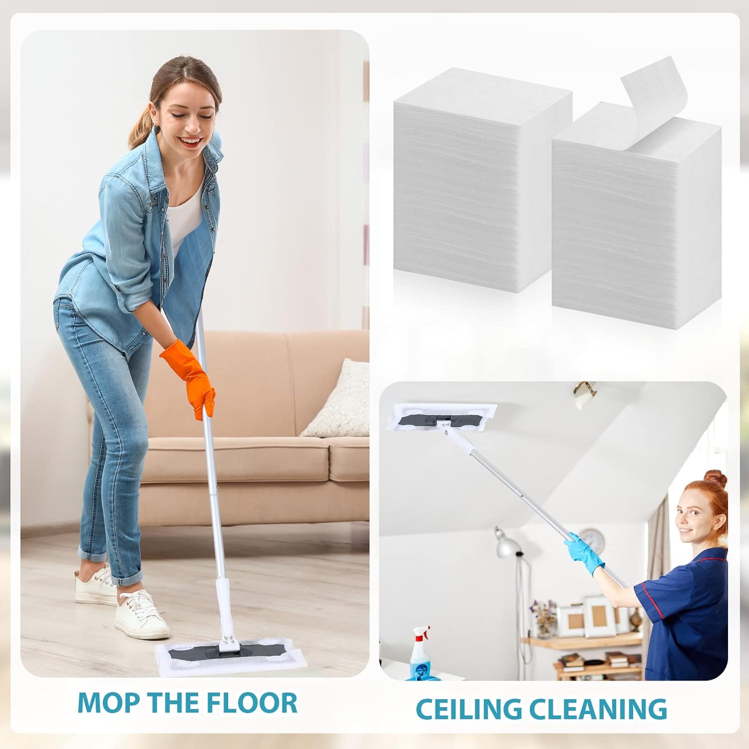 Wet Mop Pads Refills for Floor Cleaning Sweeper Wet Refills Disposable Moist Mopping Cloth Wipes