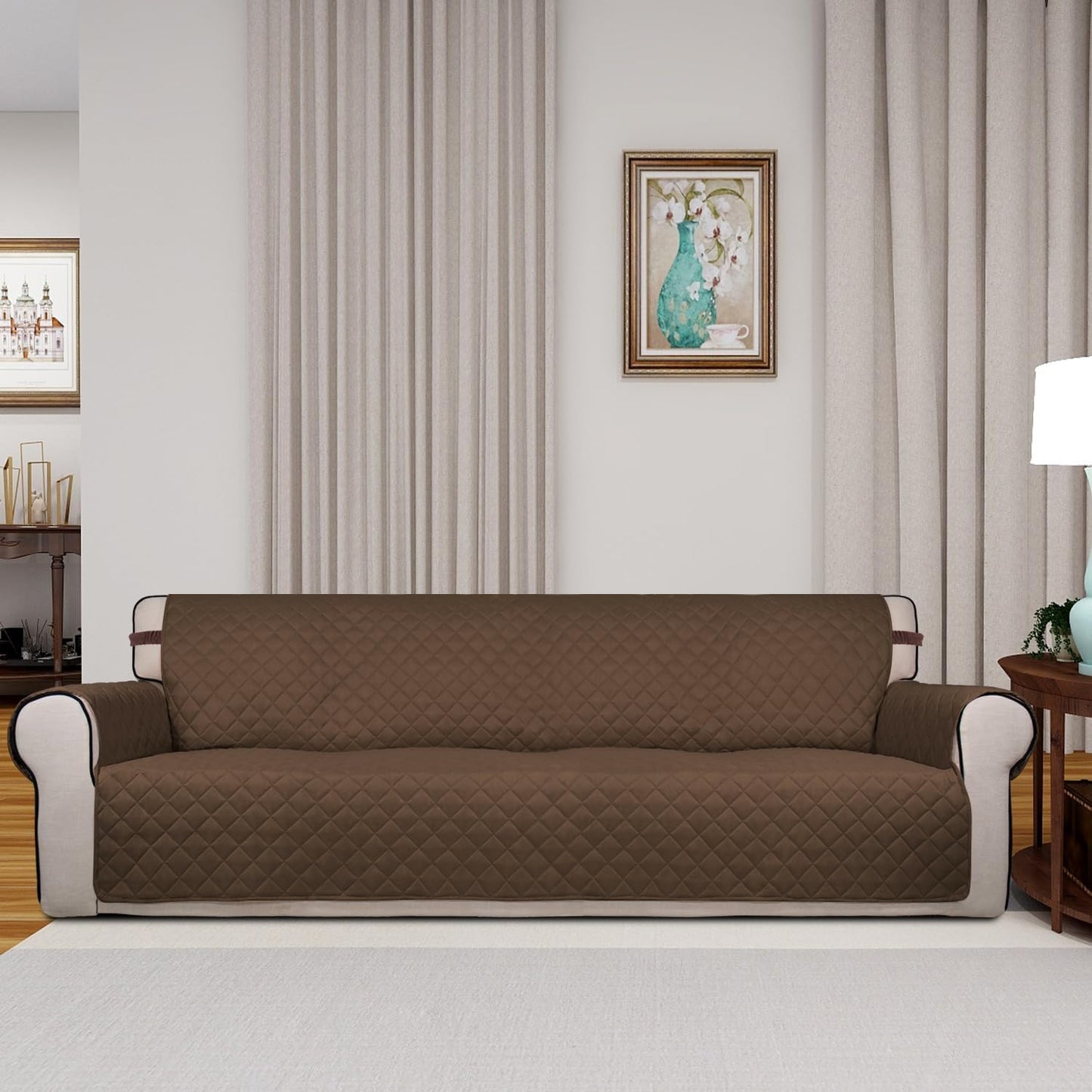 PureFit Reversible Quilted Sofa Cover, Water Resistant Slipcover Furniture Protector, Washable