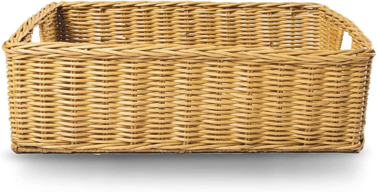 The Basket Lady Under The Bed/Basic Wicker Storage Basket, Medium, 20 in L x 14.5 in W x 6 in H