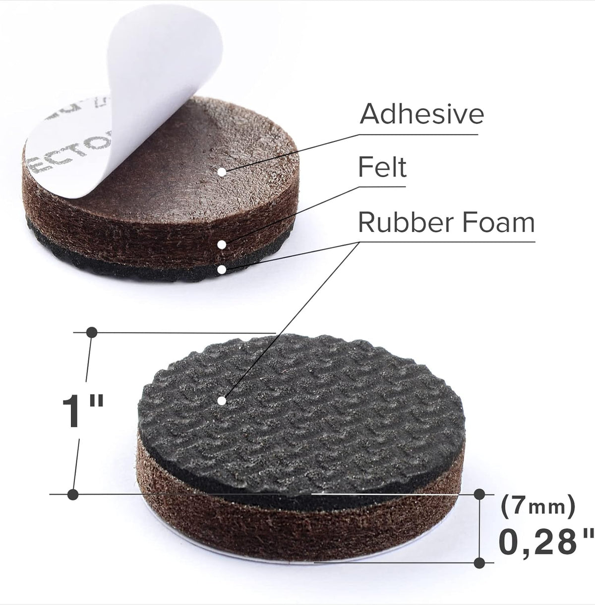 Non Slip Furniture Pads 16 pcs 1" X-Protector - Premium Furniture Grippers! Self-Adhesive Rubber