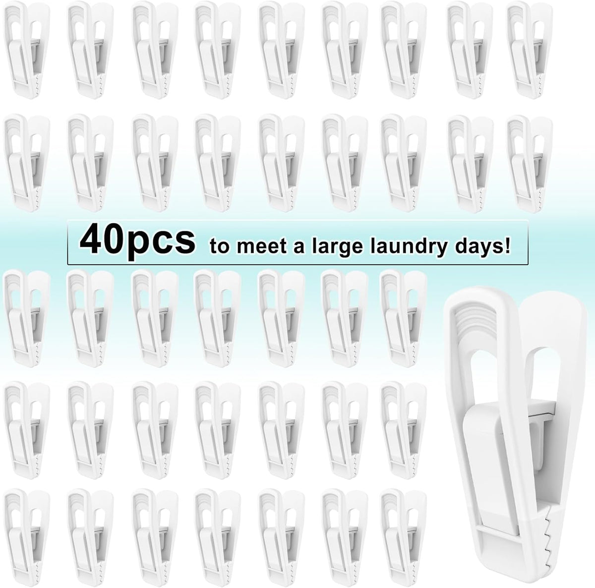 Hanger Clips for Velvet Hangers (White, 40 PCS), Non-Slip Plastic Clips Pant Skirt Hanger Clips for