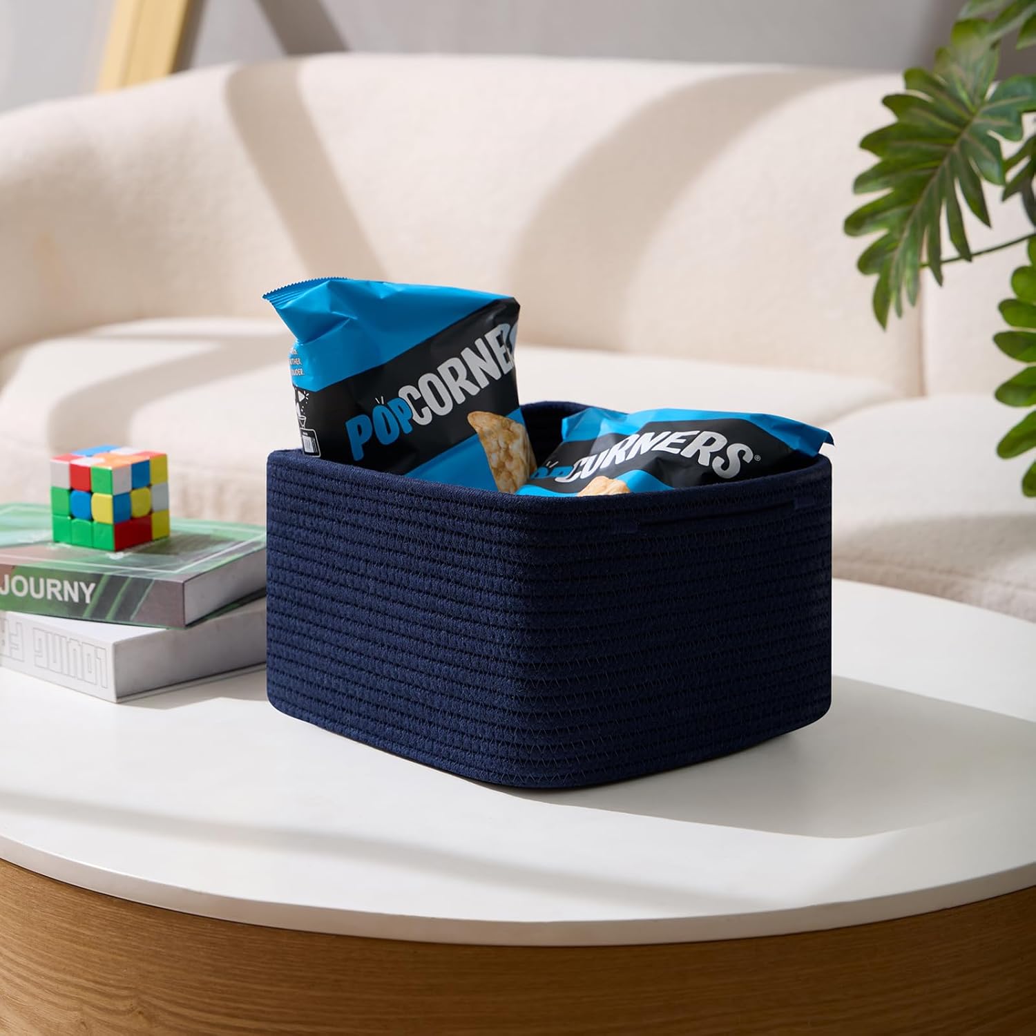 Small Organizing Baskets for Cubes Shelf, 9.7x9.7x7.1 Inch Rope Woven Storage Bins for Nursery