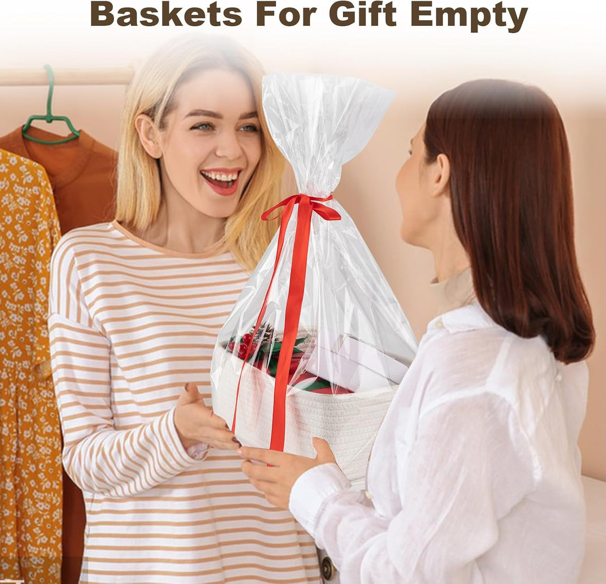 3 Pack Small Storage Baskets for Organizing, Cute Woven Decorative Gift Baskets for Shelves, Mini