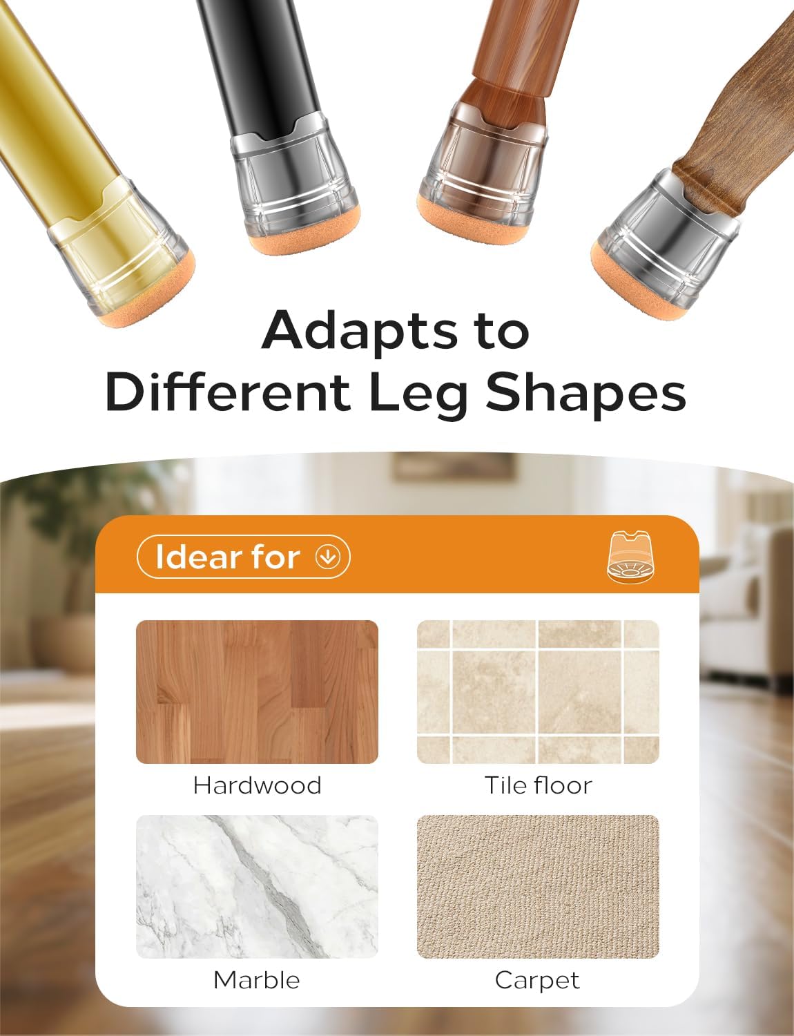 24-Pack Silicone Chair Leg Floor Protectors for Hardwood Floors -Felt Furniture Pads, Rubber Chair