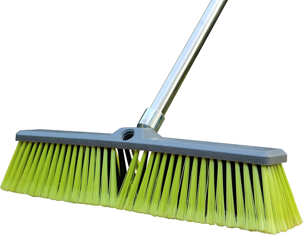 PHYEX 18" Push Broom with 47" Long Handle, Multi-Surface Floor Scrub Brush for Cleaning Deck