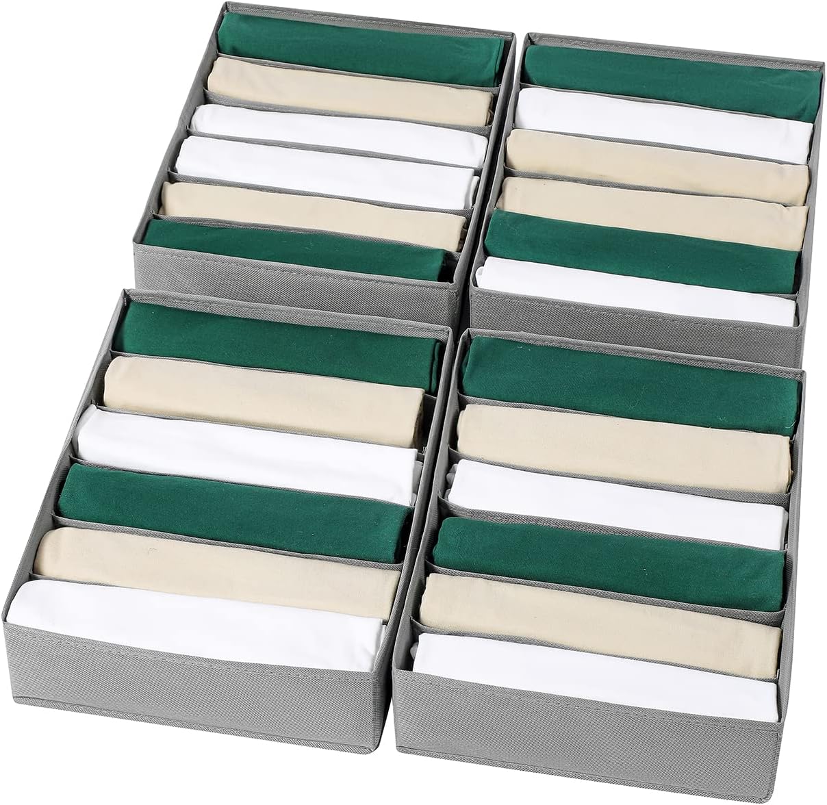4 Packs T-shirt Drawer Organizers for Clothing,6 Grids Compartment Wardrobe Storage Box, Washable