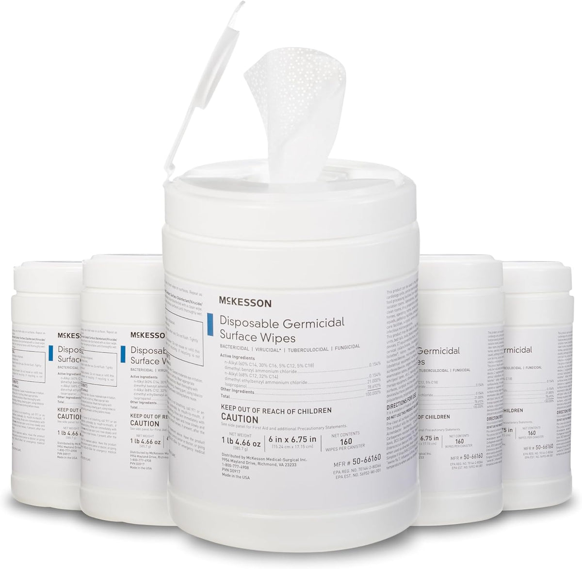 McKesson Germicidal Wipes [800 Count] Disinfecting Wipes, Alcohol Cleaning Disinfectant Wipes