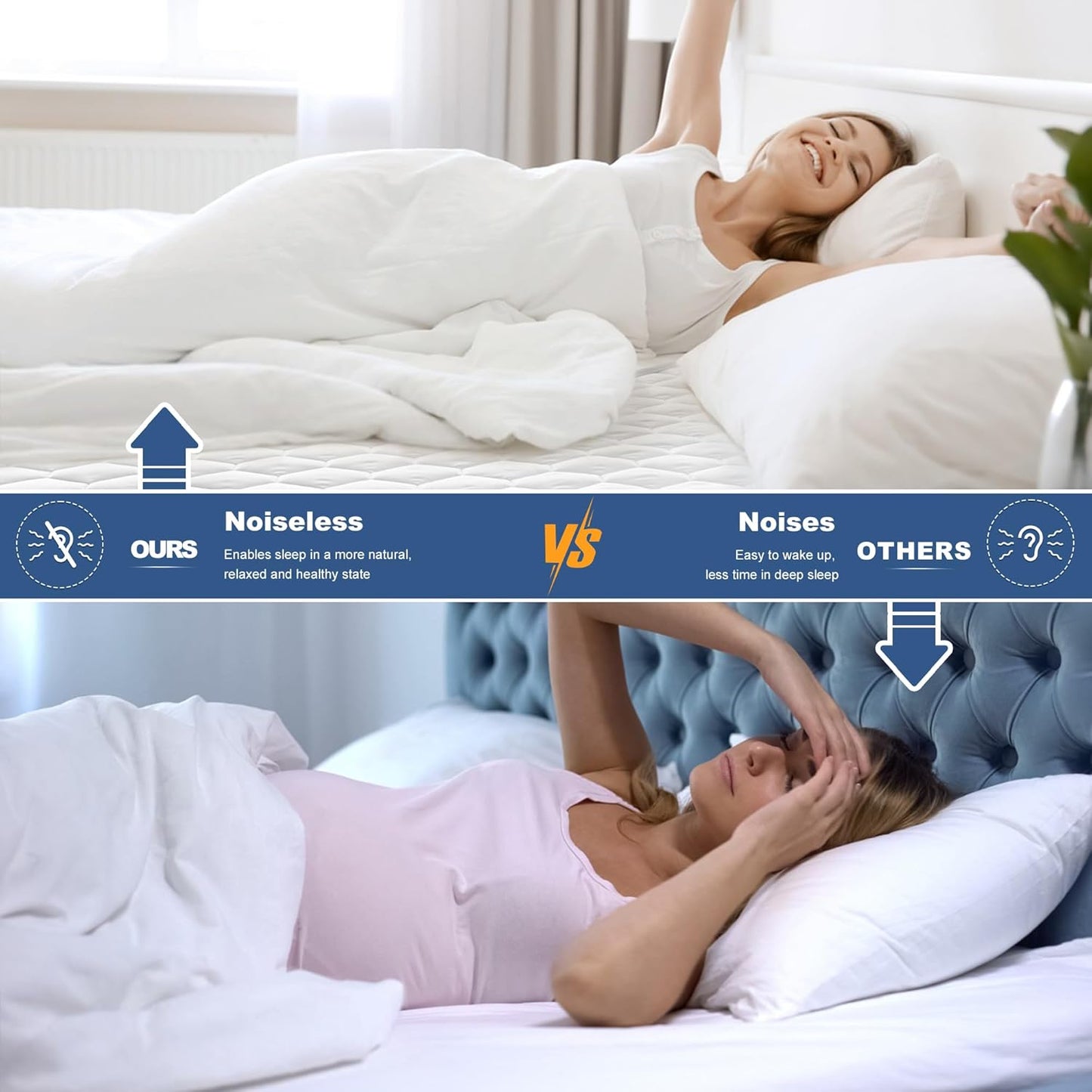 GRT Queen Mattress Protector Waterproof, 100% Waterproof Quilted Fitted Mattress Pad, Noiseless