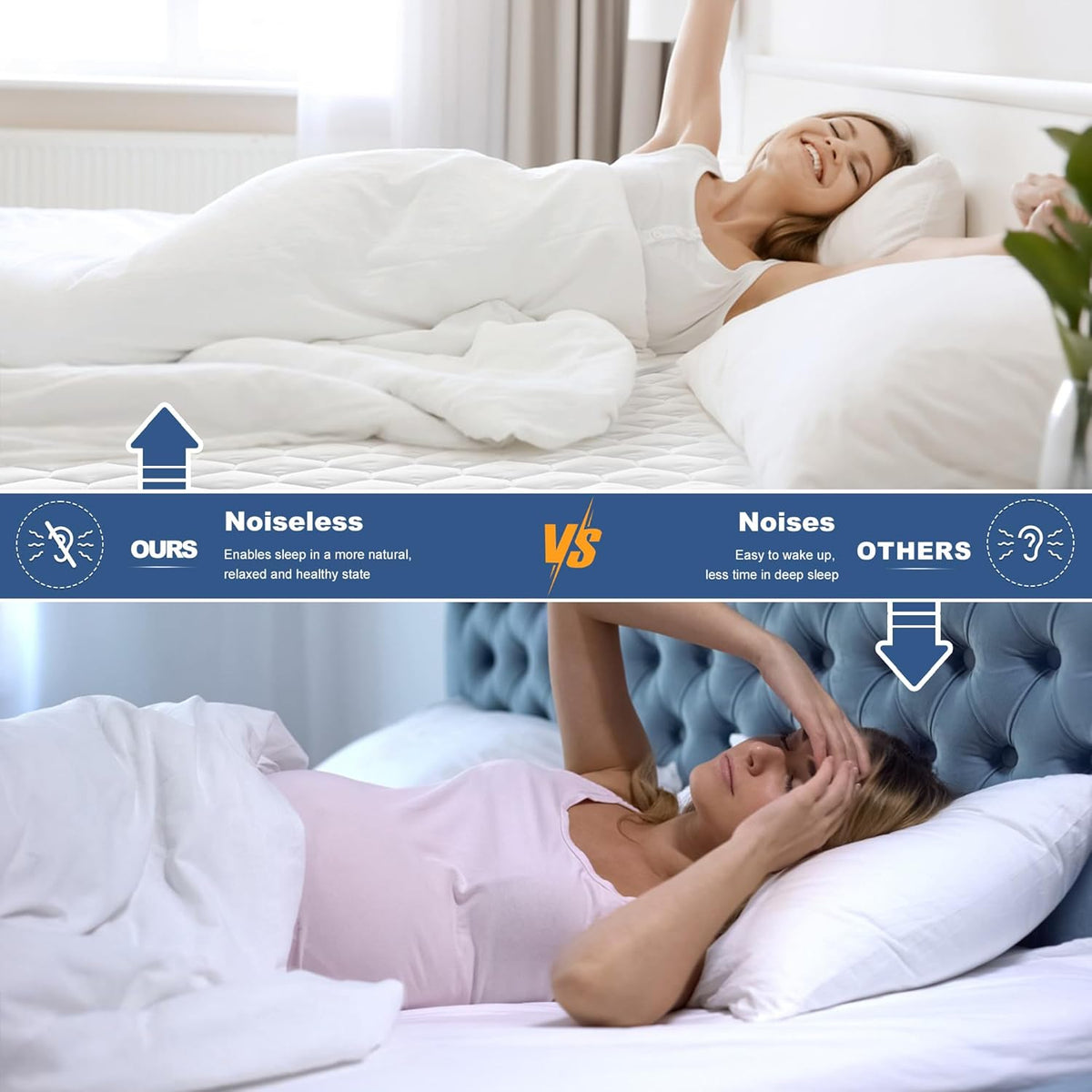 GRT King Mattress Protector Waterproof, 100% Waterproof Quilted Fitted Mattress Pad, Noiseless