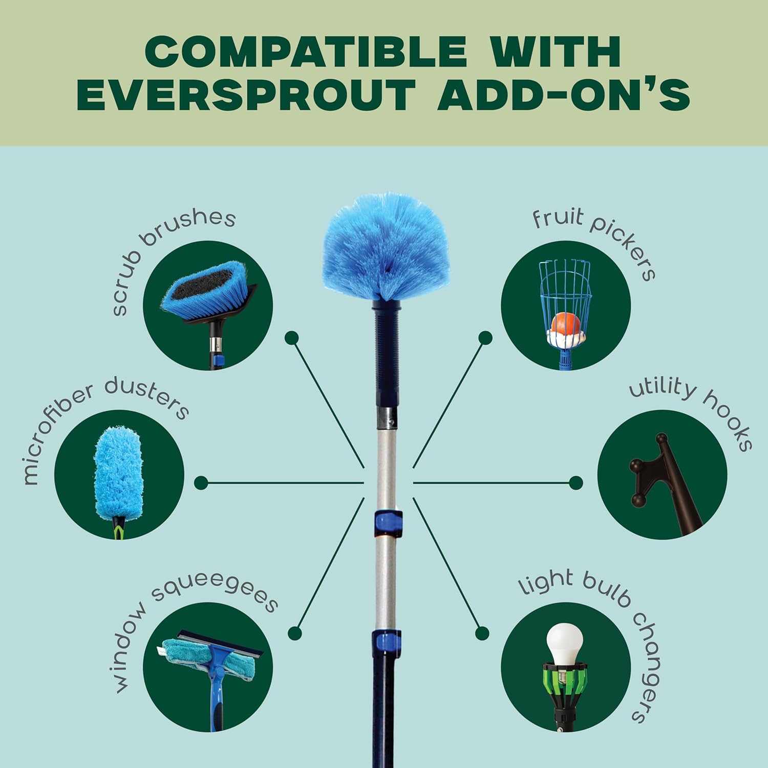 EVERSPROUT 5-to-12ft Telescoping Durable Duster with Extension Pole – Lightweight 3 Stage Cobweb