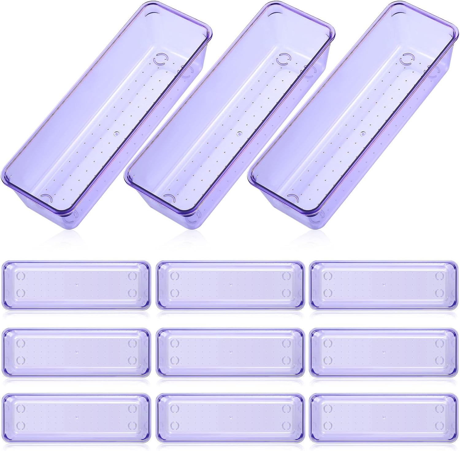 Maitys 12 Pcs Vanity Drawer Organizer 9 x 3 x 2 Inches Clear Plastic Utensil Organizers Kitchen