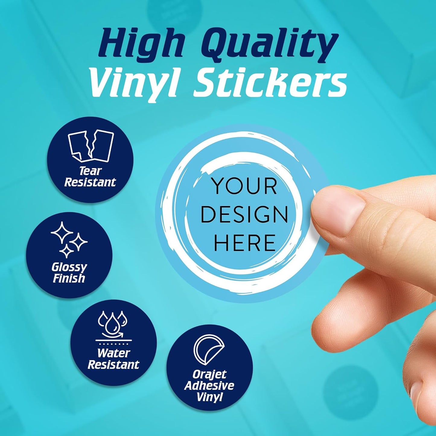 100 Custom Vinyl Stickers - Upload Your own Image, Text, Design, Logo - Personalized Logo Labels