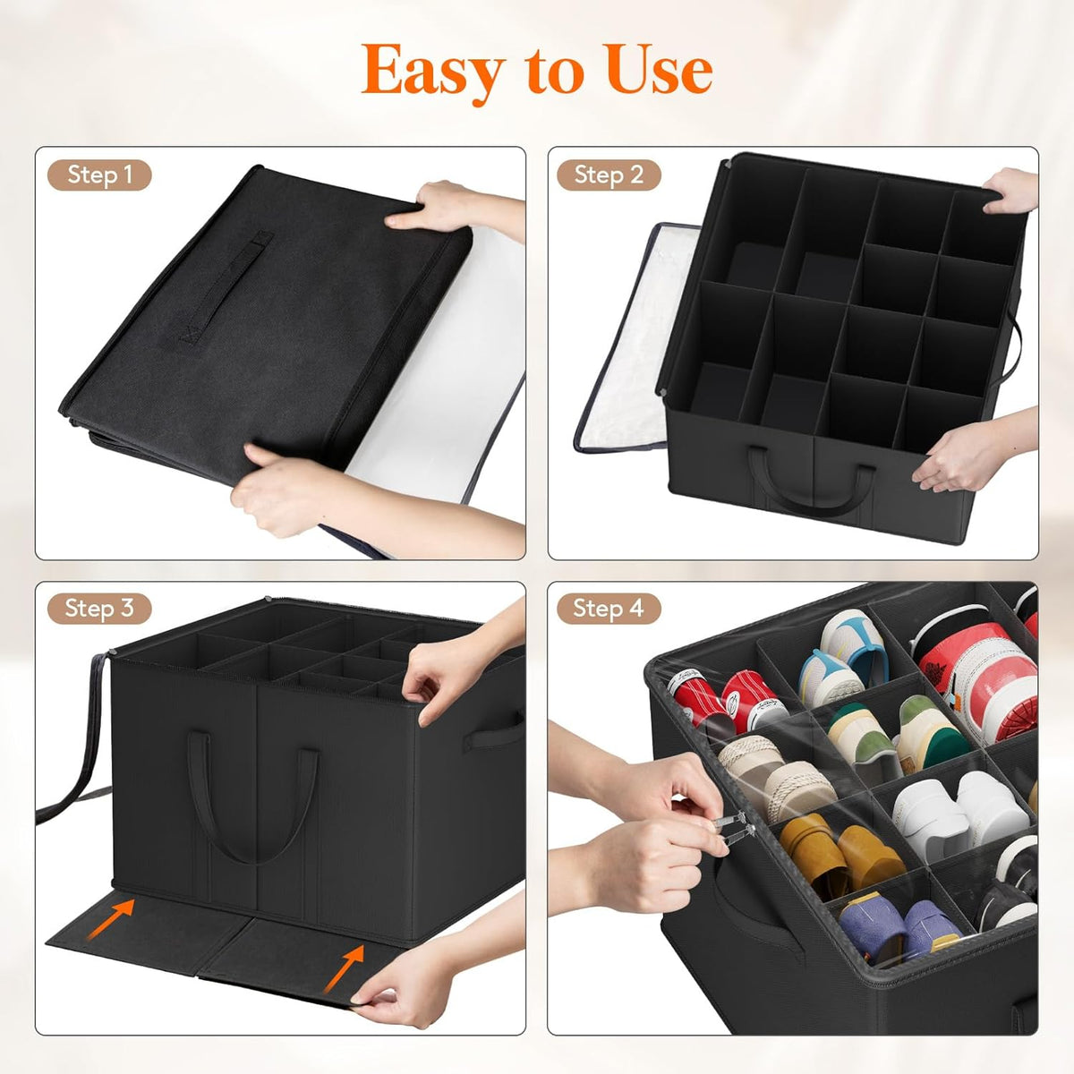 Lifewit Shoe Storage Organizer for Closet Fits 12-16 Pairs, Fabric Large Shoe Box Storage Container