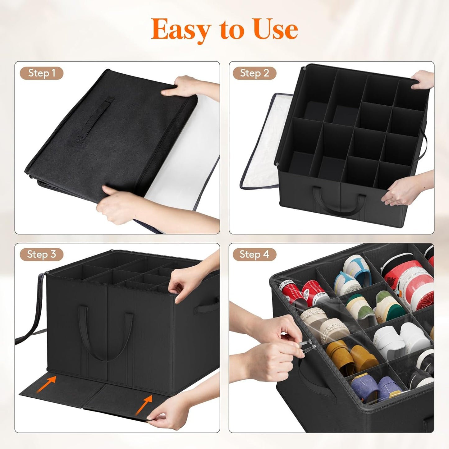 Lifewit Shoe Storage Organizer for Closet Fits 12-16 Pairs, Fabric Large Shoe Box Storage Container