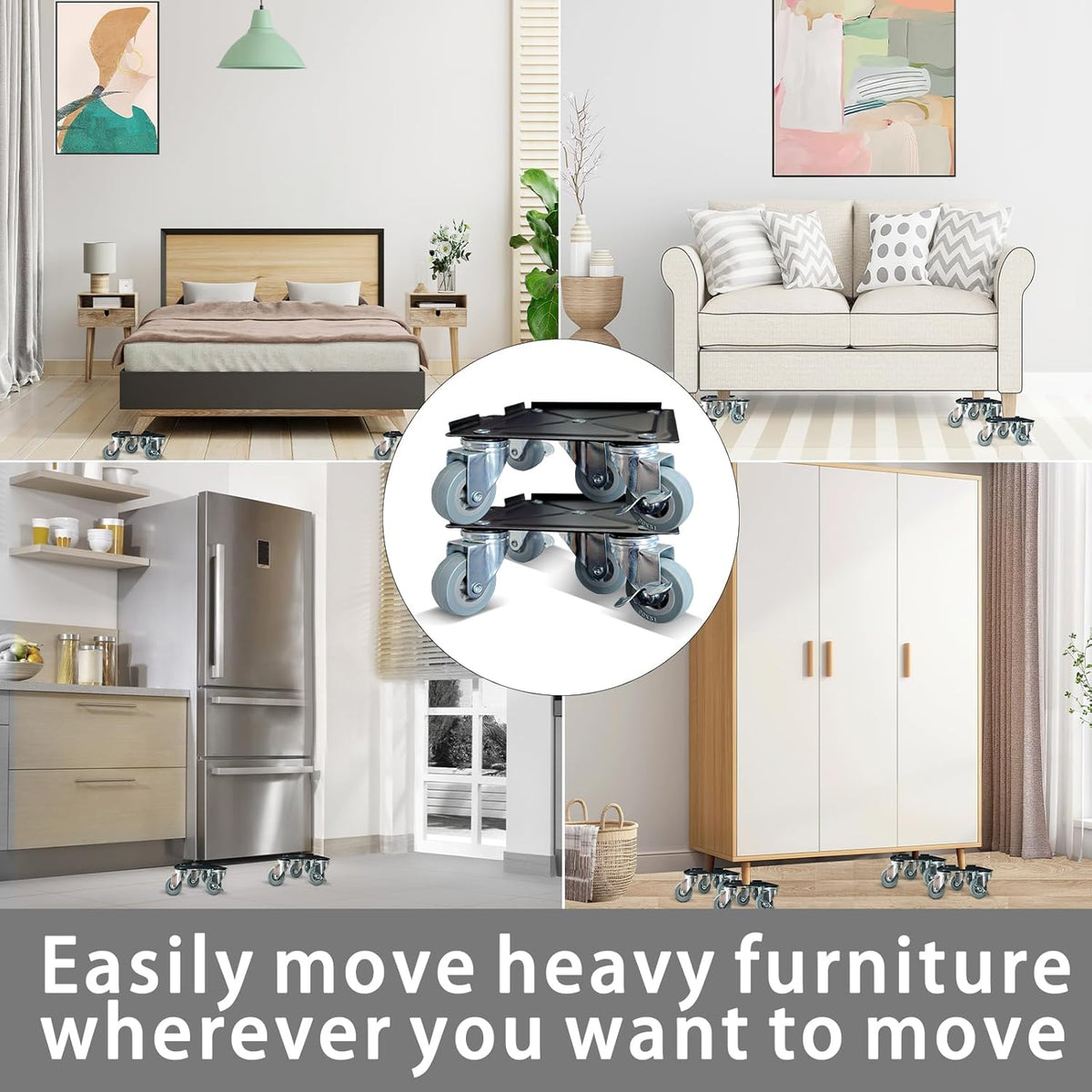 Furniture-Dolly-Furniture-Movers-with-5-Wheels, Furniture Sliders Large Size Carbon Steel Panel