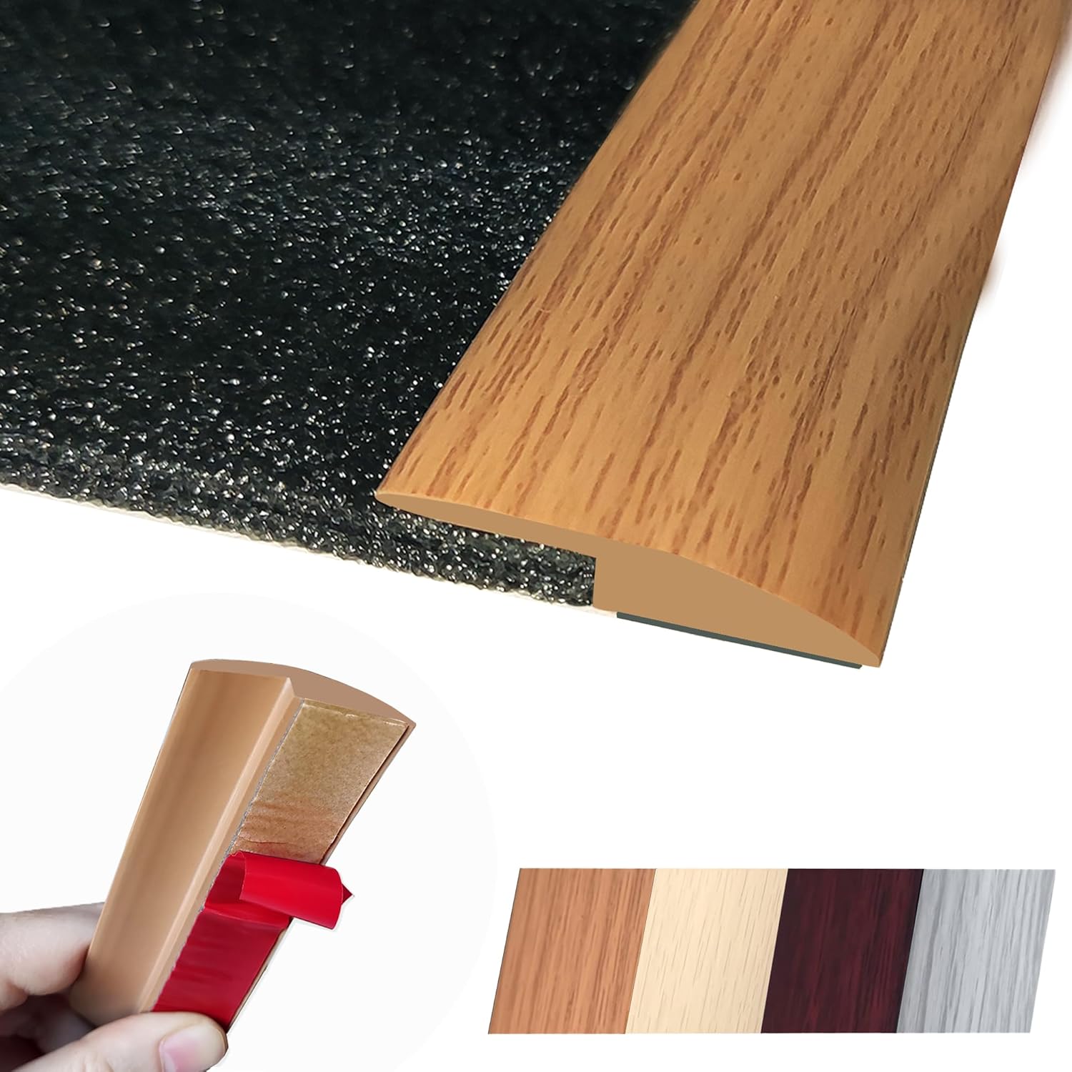 1/5 inch Height Floor Transition Strip, Self Adhesive Carpet Wood Tile Vinyl Flooring Laminate