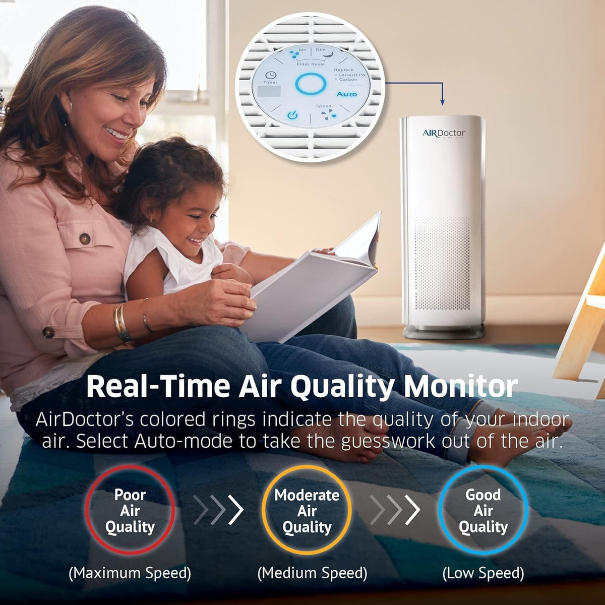 AIRDOCTOR AD1000 HEPA Air Purifier | Perfect for Guest Rooms, Kids' Bedrooms and Home Offices |