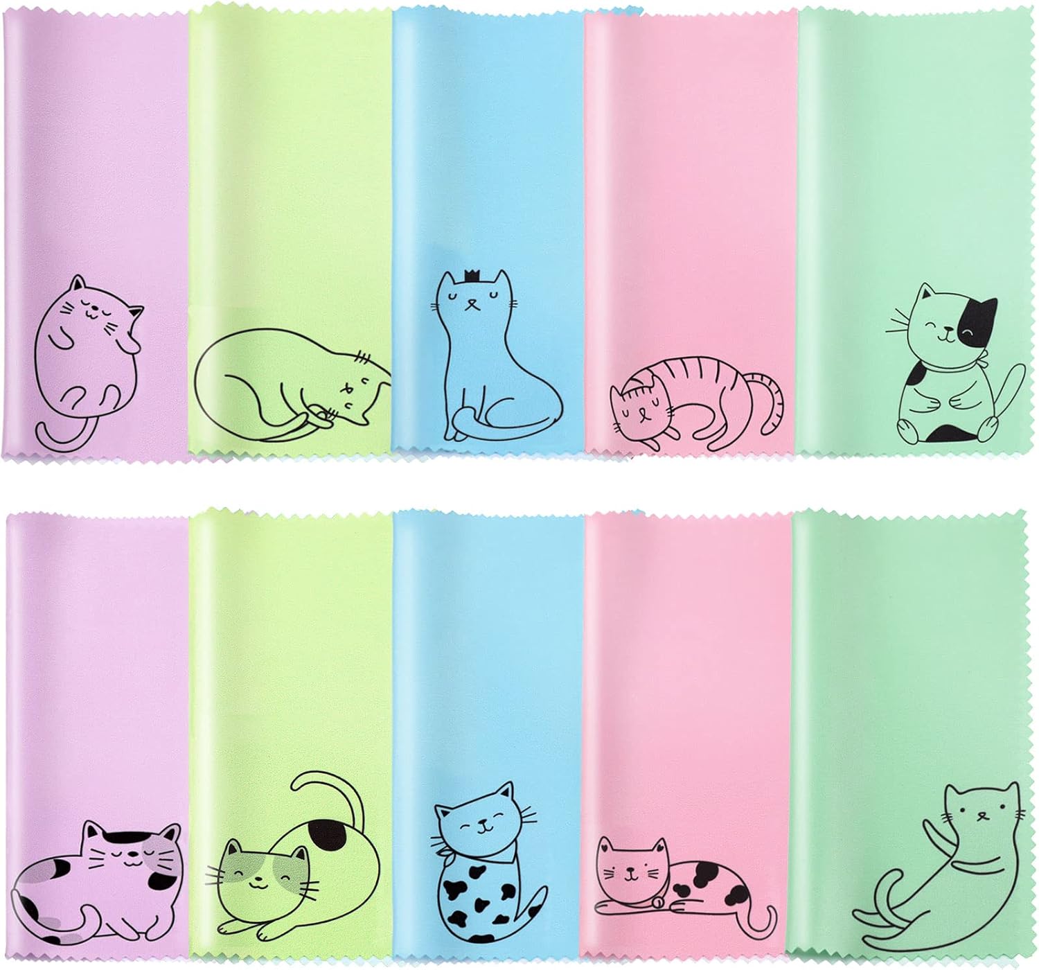 Sinmoe 20 Pcs Microfiber Cleaning Cloth Cute Kitty Cat Design Microfiber Cloth Gift Soft Multicolor