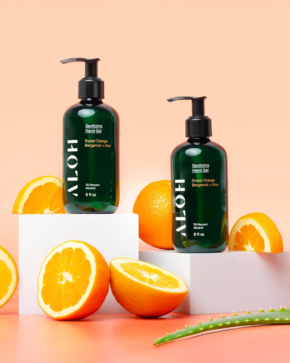 ALŌH Sanitizing Hand Gel 2-pack | Sweet Orange Bergamot + Aloe | 70% Alcohol Hydrating Hand