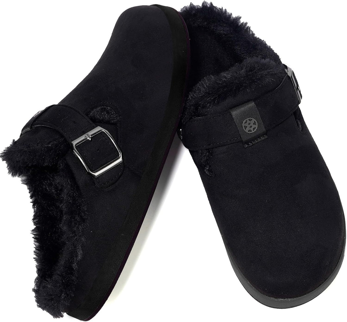 Fur Lined Clogs for Women Men Suede Winter Slippers Arch Support Slip on Mules Potato Shoes with