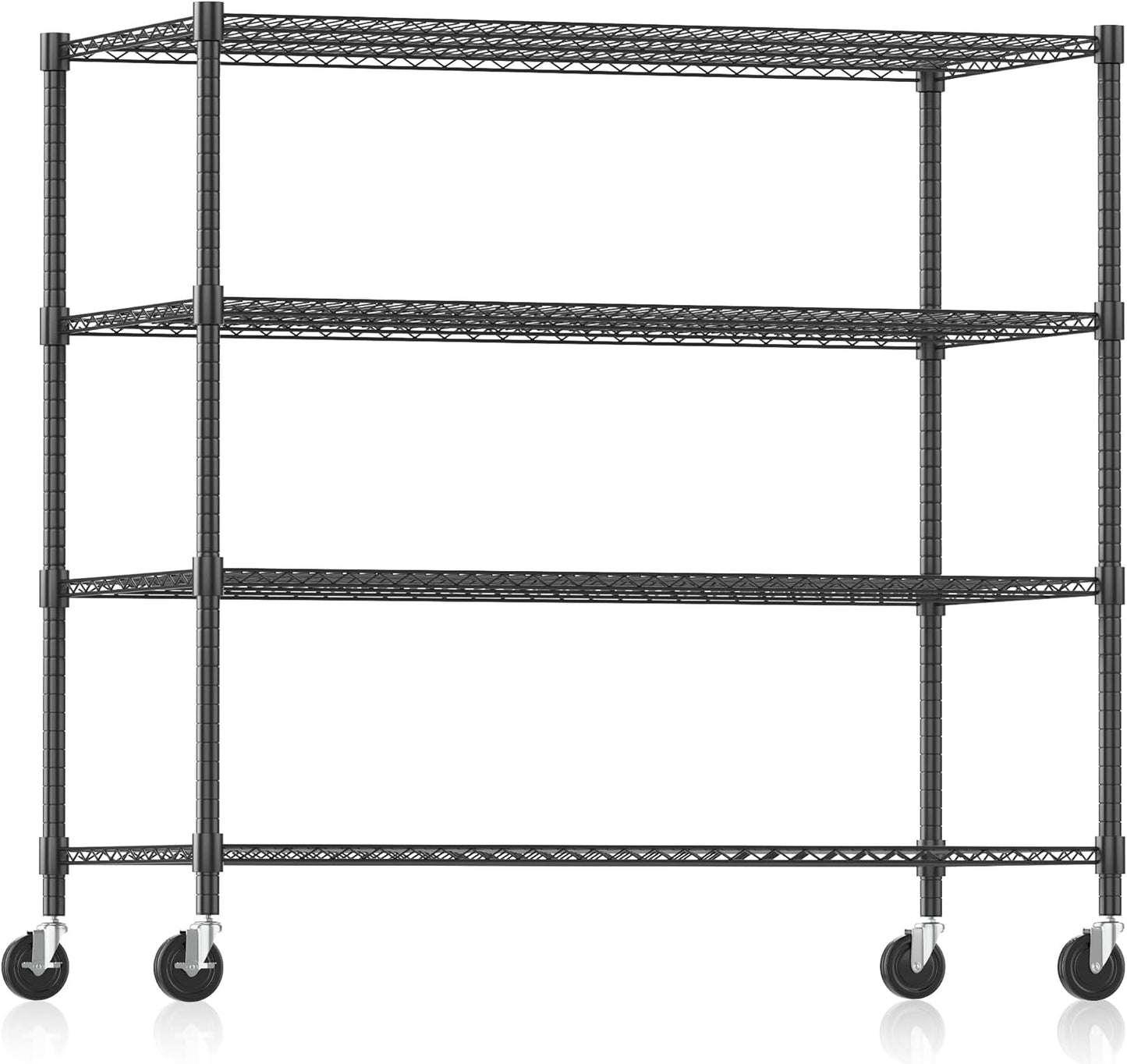 Himimi Storage Shelves 60" W Wire Shelving with Wheels 2600LBS Heavy Duty Metal Shelves for