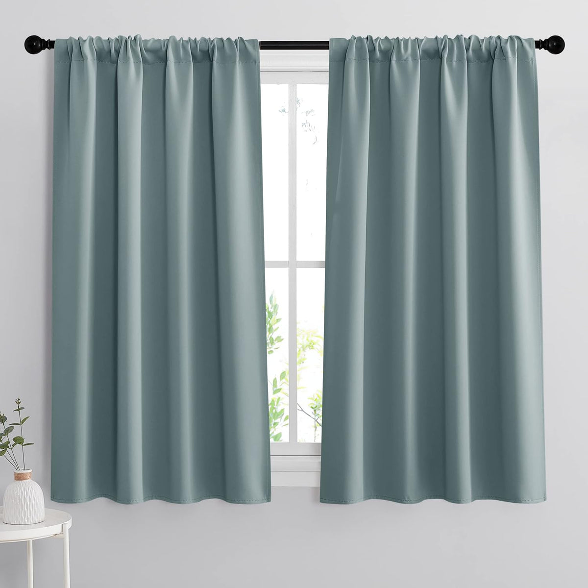 RYB HOME Room Darkening Curtains for Small Window, Solid Kitchen Curtain Rod Pocket Privacy Valance