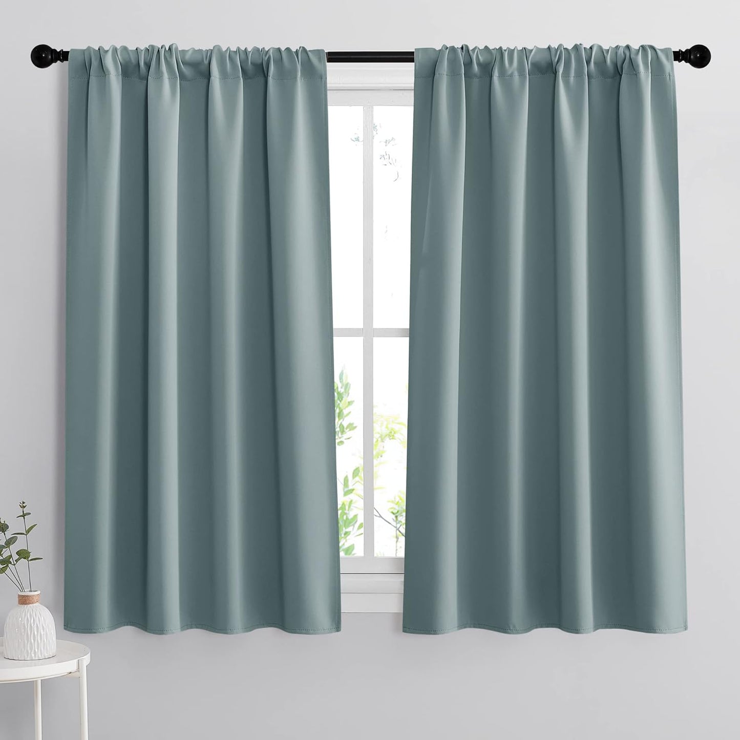 RYB HOME Small Window Blackout Curtains for Bathroom - Privacy Room Darkening Curtains Drapese Rod