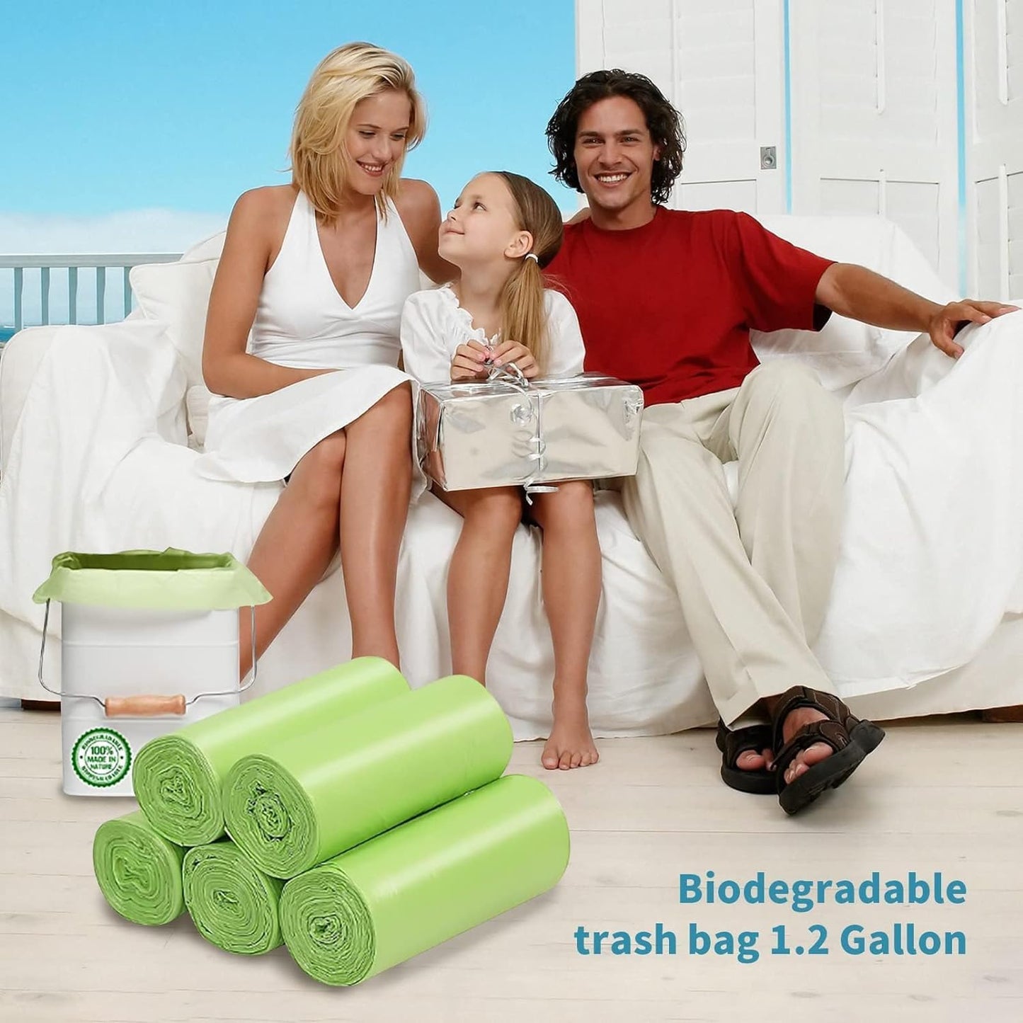 Small Trash Bags 1.2 Gallon 120 Counts Biodegradable Food Waste Bags, Mini 5L Garbage Bags Compost