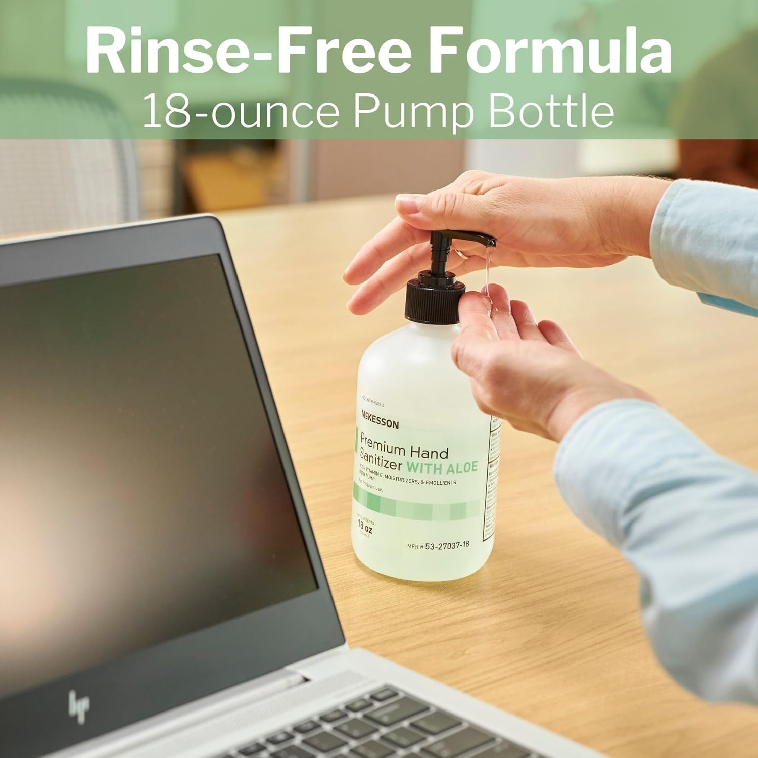 McKesson Hand Sanitizer with Aloe, 18 oz Pump Bottle [Pack of 3] - 70% Ethyl Alcohol, Spring Water